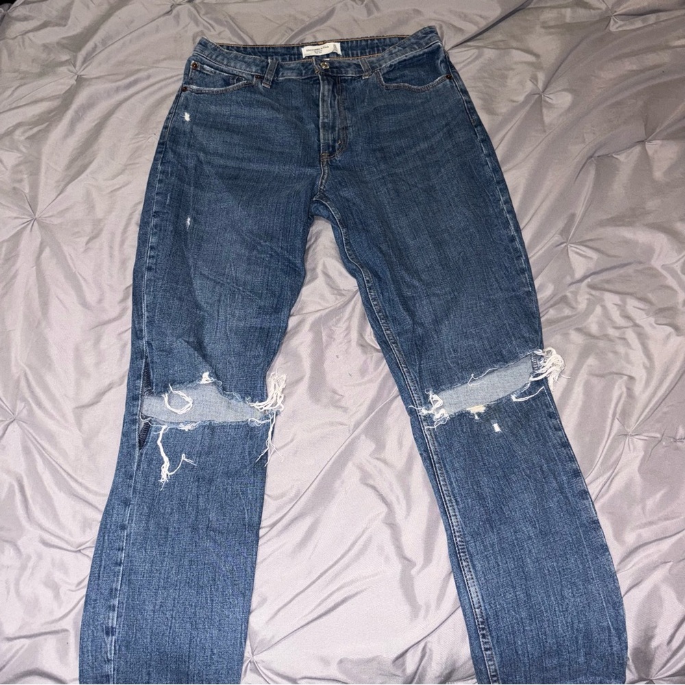 Abercrombie & Fitch Curve Love High Rise Distressed Skinny Jeans